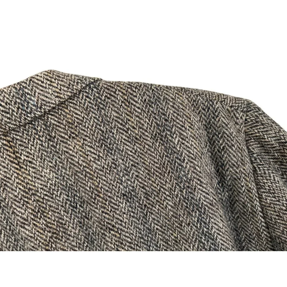 Vtg BALTMAN Cricketeer Mens Herringbone Wool Blazer Jacket Gray 2-Button Classic